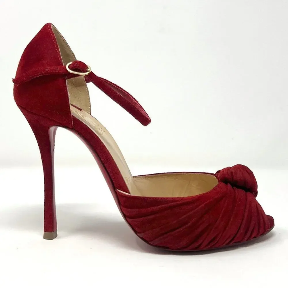 Christian Louboutin Marchavekel Red Suede Knot‎ Pumps Size EU 36 / US 6